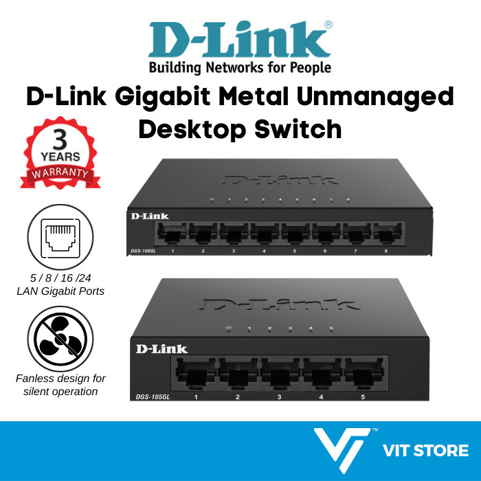 D-link (5/8/16/ 24-Port) 10/100 Mbps Unmanaged Desktop Switch (DGS-105GL DGS-108GL DGS-1016D DES-102