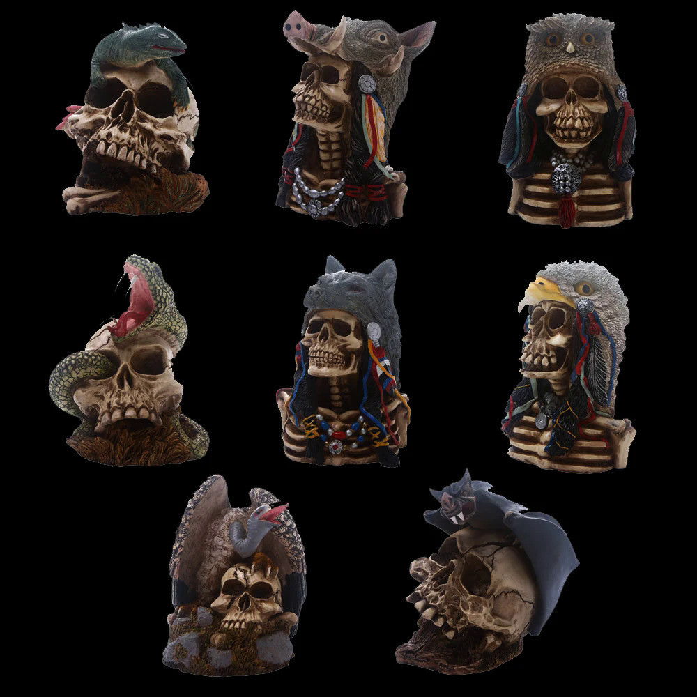 Creative Skull Snake Owl Wolf Statue Resin Animal Skeleton Sculpture Home Office Desk Decoration Orn