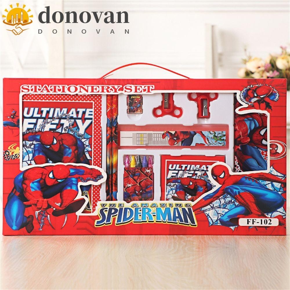 Donovan ชุดเครื่องเขียน ดินสอ เหลา ลายสไปเดอร์แมน สําหรับเด็กนักเรียน