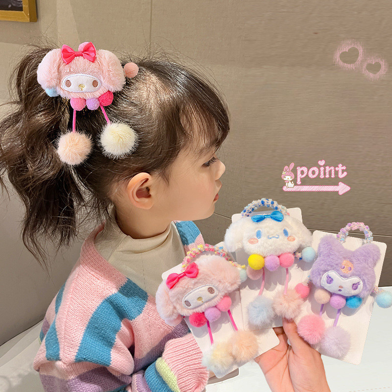 Sanrio Plush ที่คาดผมการ์ตูนน่ารัก Kuromi เครื่องประดับผมสำหรับสาวๆ