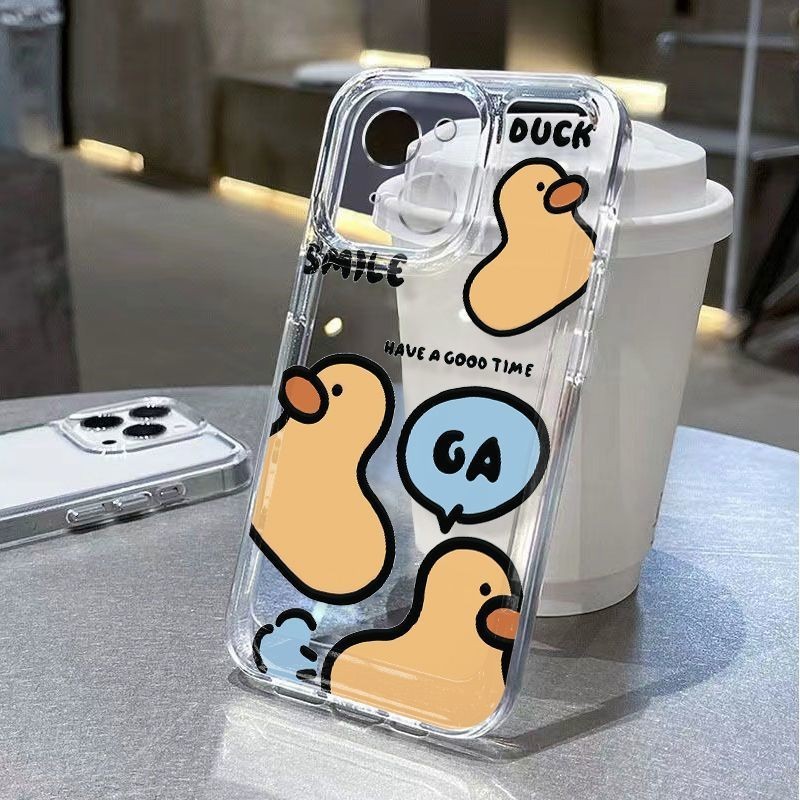 การ์ตูนเป็ดน้อยสีเหลืองเหมาะสําหรับ Apple IPHONE15 14 13 12 11promax/pro XSMAX/XR/X/XS 7/8plus Space