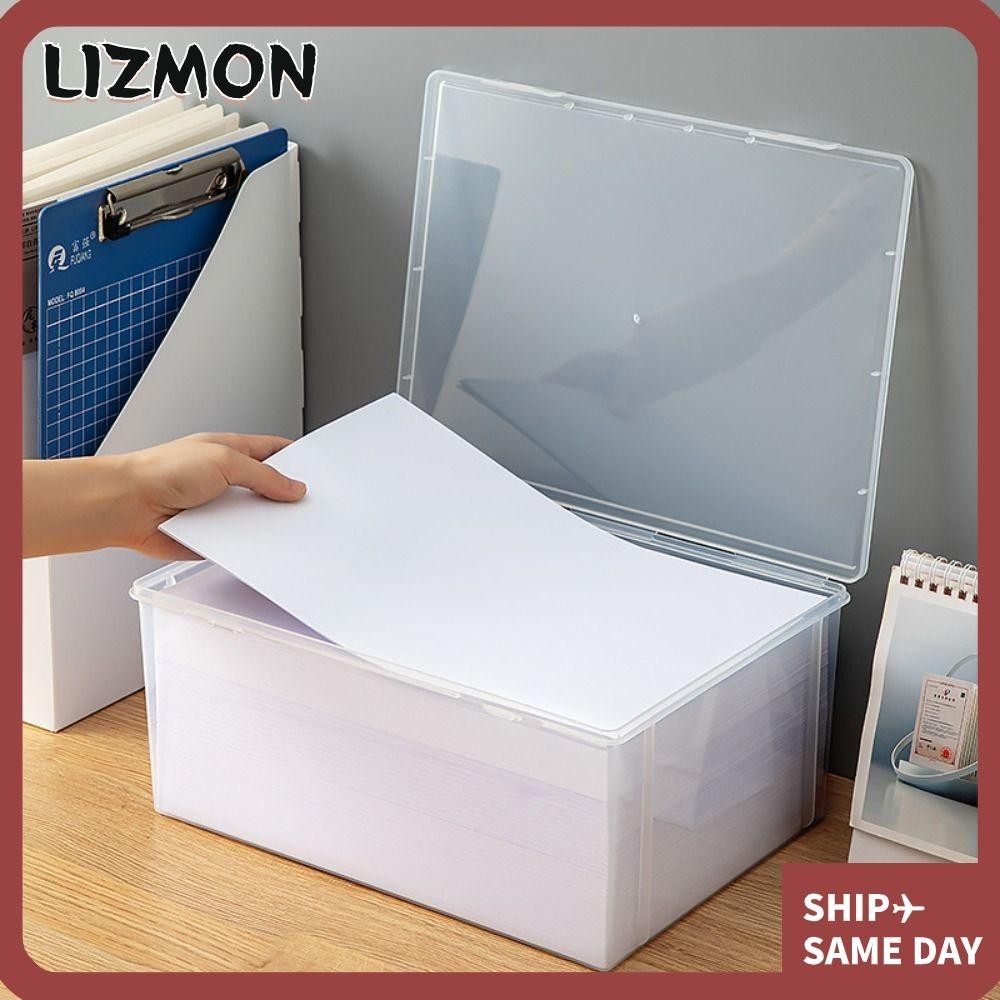 Lizmon กล่องกระดาษ ขนาด A4 พลาสติกใส กันฝุ่น ทนทาน สําหรับใส่จัดเก็บกระดาษ A4