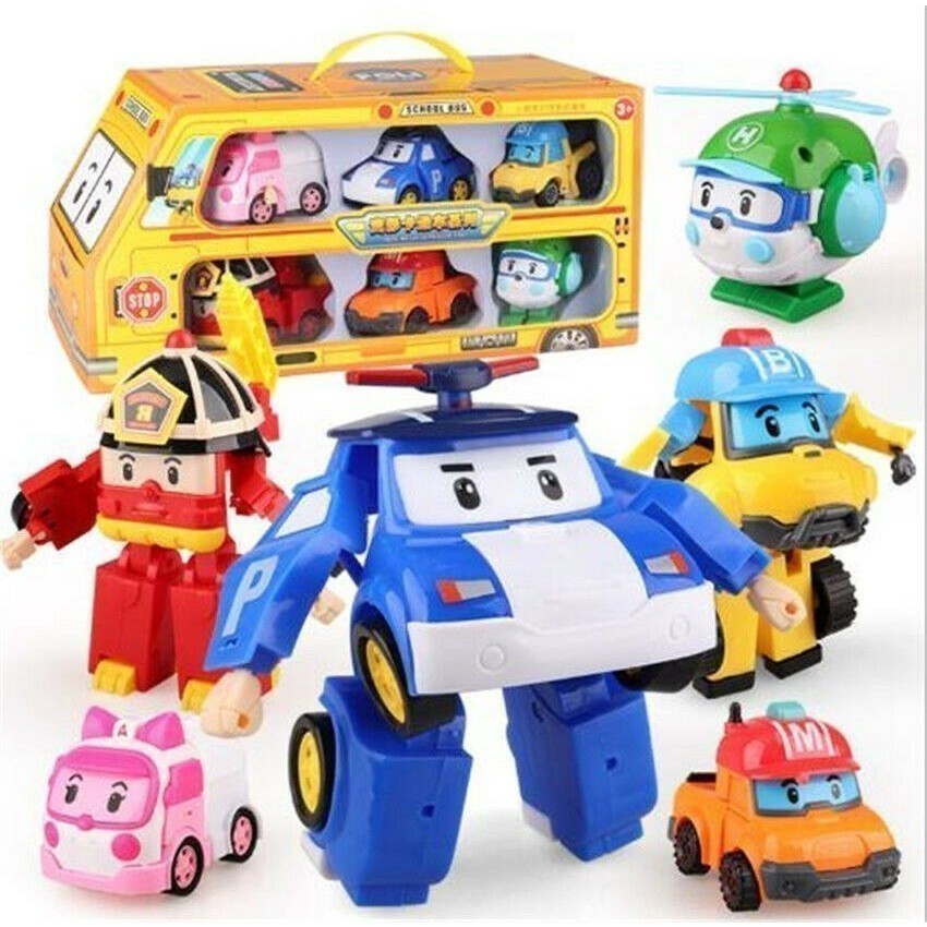 Poli เปลี ่ ยนหุ ่ นยนต ์ Toys, Tramsformable Action Figure Toy, ทีมกู ้ ภัยยานพาหนะฉุกเฉิน , วันหยุดวันเกิดทีมกู ้ ภัยรถของเล ่ นของขวัญสําหรับชายหญิงอายุ 1 2 3 4 5