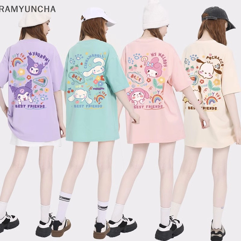 เสื้อยืดคอกลม แขนสั้น พิมพ์ลายการ์ตูน ทรงหลวม สไตล์ญี่ปุ่น ฤดูร้อน สําหรับผู้หญิง OTC
