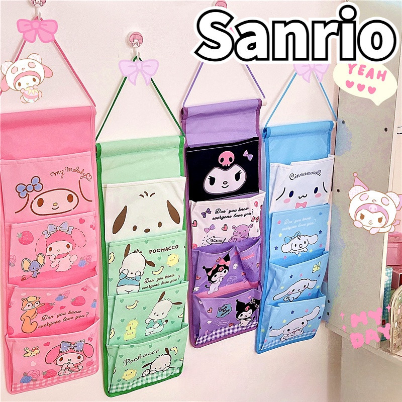 SANRIO กระเป๋าเก็บของ ขนาดใหญ่ จุของได้เยอะ ลายการ์ตูน Hello Kitty Cinnamoroll Kuromi Mymelody น่ารัก เหมาะกับของขวัญ สําหรับแขวนตกแต่งบ้าน