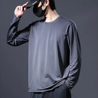 เสื้อยืดแขนยาวลําลอง ผ้าเรยอน แบบบาง ผ้าตาข่าย แฟชั่นทันสมัย สําหรับผู้ชาย ไซซ์ M - 5XL