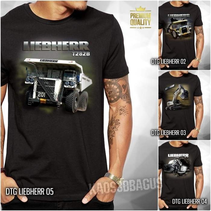 Liebherr HEAVY อุปกรณ ์ ขุดเสื ้ อยืด LIEBHERR Mining Dump Truck Excavator T-Shirt PREMIUM Mining T-Shirt