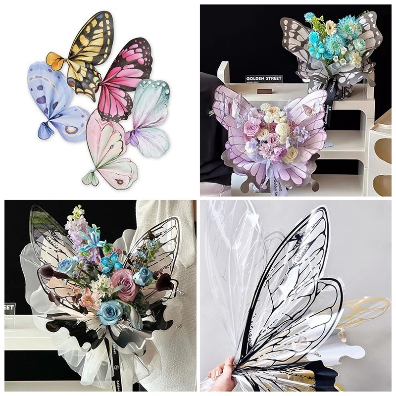 Ins ผีเสื ้ อรูปร ่ างกระดาษห ่ อช ่ อดอกไม ้ โรแมนติกวันแม ่ ดอกไม ้ แพคเกจวัสดุ DIY ห ่ อของขวัญ - รูปที่ 4