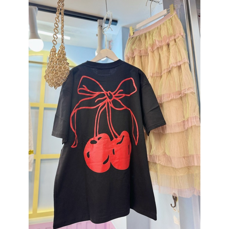 เสื้แยืดOversize(FLOWER)เข็มกลัดเชอรี่S-5XL