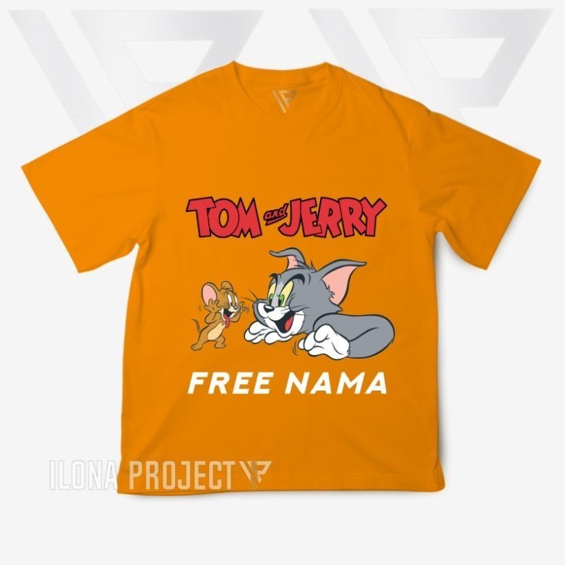 kid tshirt 100-150cm (ฟรีชื่อ) เสื้อยืด ผ้าฝ้าย พิมพ์ลาย Tom And Jerry Motif สําหรับเด็ก ยุค