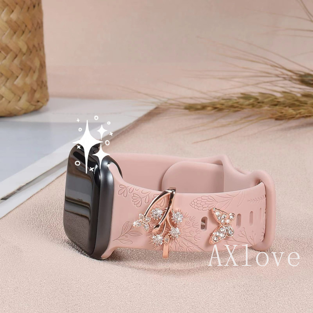 ใหม่เพชรเครื่องประดับโลหะ Charms สายซิลิโคนแหวนตกแต่งสําหรับ AW Watch อุปกรณ์ตกแต่งสําหรับ Iwatch Creative สร้อยข้อมือ