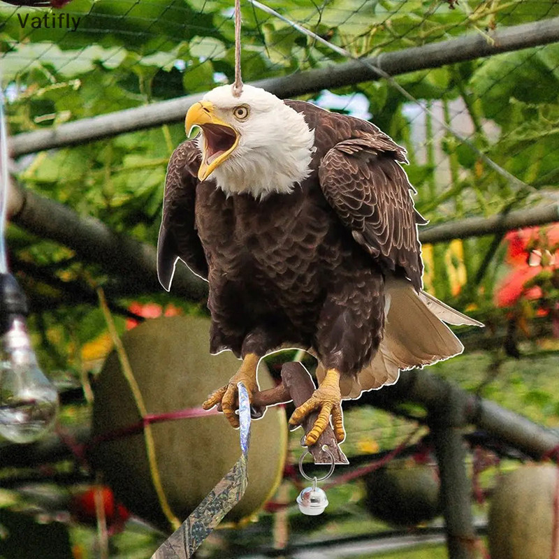 ใหม่พร้อม Bells Bird Repellent นกฮูกหุ่นไล่กาสี่เหลี่ยมผืนผ้าแขวนปลอม Bird Scare อุปกรณ์กันน้ํา Bird Repeller Scare นก Away Decor ร้อน