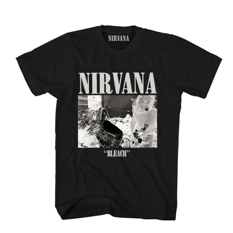 NIRVANA Nirvana วง Kotcorben แขนสั้นฮิปฮอป Vintage วินเทจอเมริกันคอเล็กแขนยาวเสื้อยืด