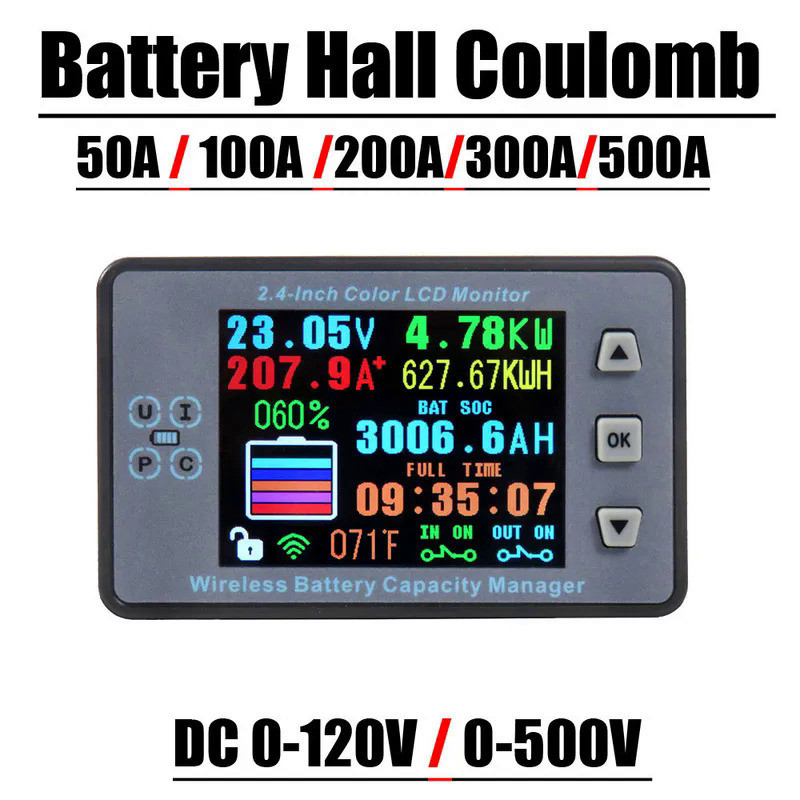 2.4 . Wireless Hall Coulomb Meter แบตเตอรี ่ Monitor ความจุแรงดันไฟฟ ้ าอุณหภูมิปัจจุบัน POWER Display Charge Discharge Tester