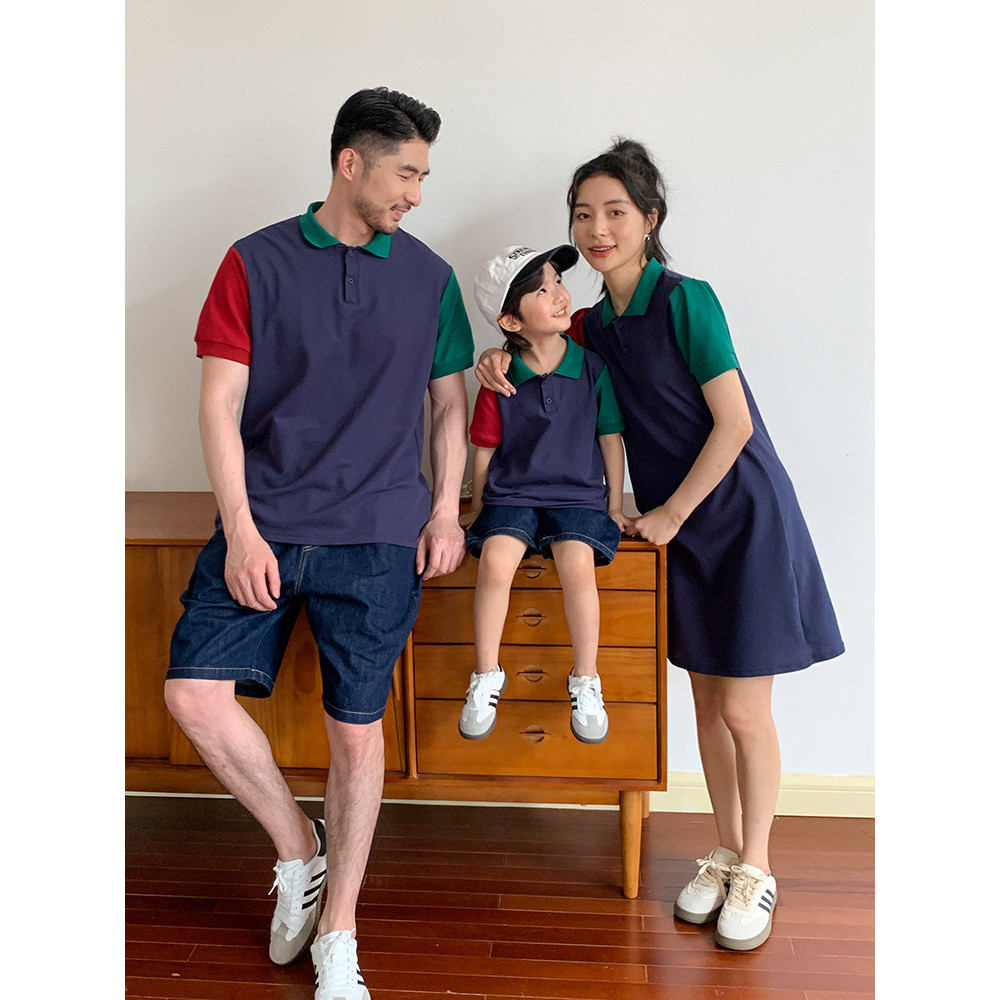 เสื้อผ้าพ่อแม่ลูกแขนสั้นสไตล์เกาหลีฤดูร้อน, ชุดพ่อ & ทารก, ชุดจับคู่แม่ลูก, ครอบครัวสามเดินทางและวันหยุดแพ็คครอบครัว, เสื้อผ้าคู่,