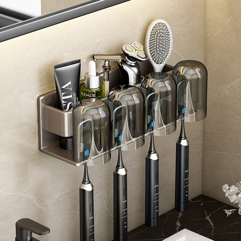 Homlife ที่วางแปรงสีฟัน แบบคู่ พร้อมถ้วย โมเดิร์นลักชูรี่ Modern Luxury Modern Storage Box แก้ว - MH261