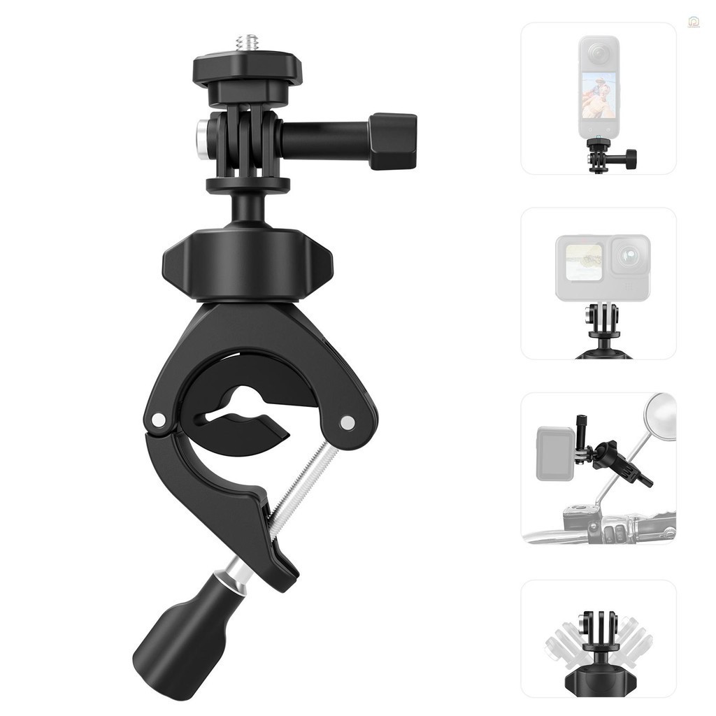 Telesin TE-HBM-004 ขายึดกล้อง ตัวยึดอะแดปเตอร์แฮนด์จักรยาน 360°หมุนได้พร้อมอะแดปเตอร์ 1/4in แผ่นยางส