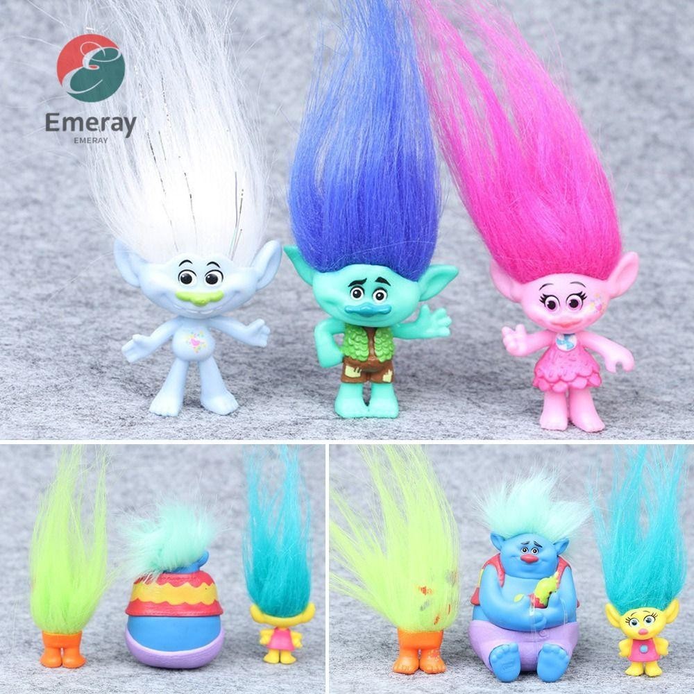 Emeray 6 ชิ ้ นผมยาว Troll Doll, ตุ ๊ กตาผมหลายสไตล ์ ตุ ๊ กตา Plush, Inspired DreamWorks Magic Hair Elves ของเล ่ นเด ็ ก