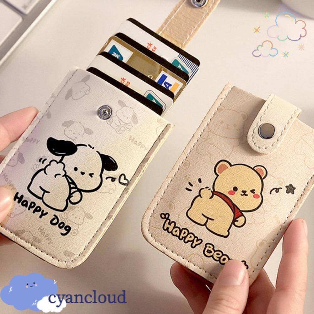 Cyancloud ID Card Holder,ลามิเนตปกปิดประเภทดึงออกกระเป๋าสตางค์มินิการ์ด,สร้างสรรค์ 6 กระเป๋าการ์ดหนังPU RFID Blockingนามบัตรผู้หญิง