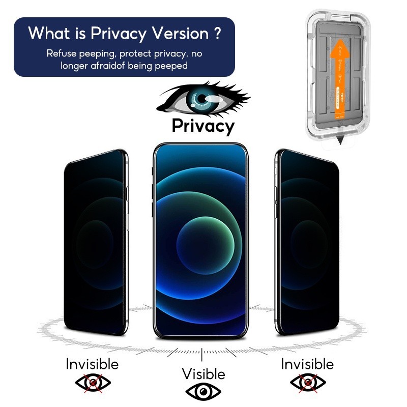 สําหรับ iPhone 16 15 14 13 12 11 Pro Max Plus XR X Xs HD ติดตั้งง่ายกระจกนิรภัยป้องกันหน้าจอ Matte ความเป็นส่วนตัวสีม่วง Ray Clear Screen Protector - รูปที่ 4