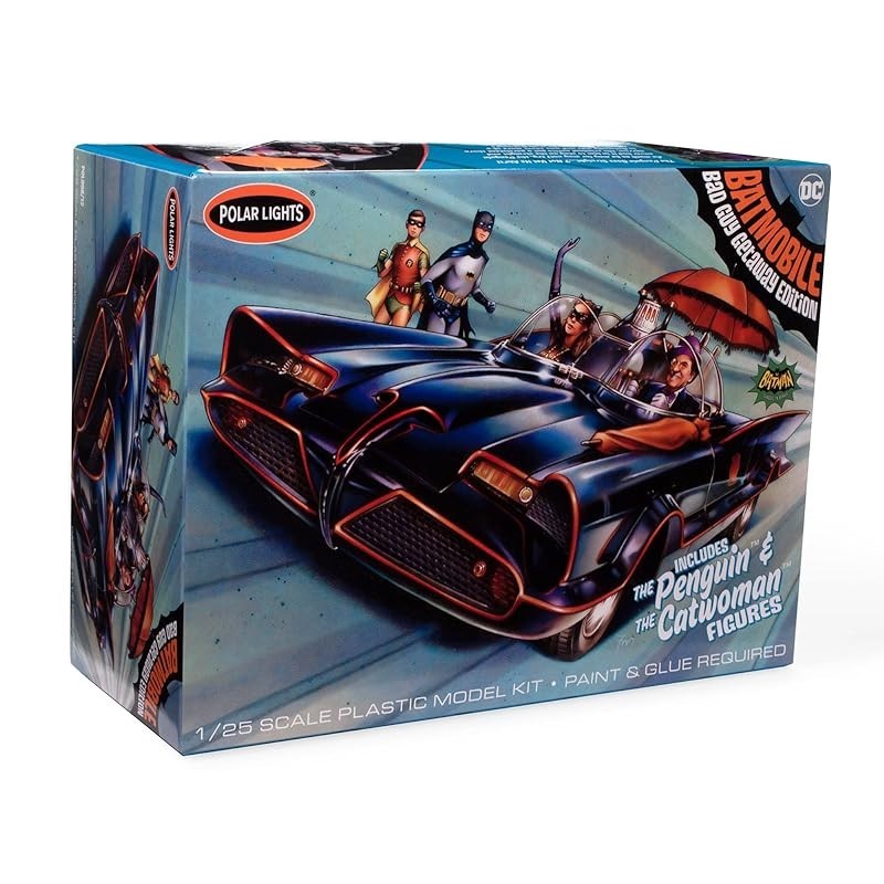 Polar Lights Batman 1966 Batmobile with Catwoman & Penguin Figures 1/25 Scale Plastic Model POL998