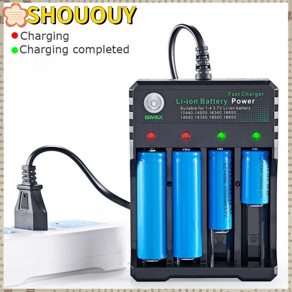 Shouyouy 18650 เครื ่ องชาร ์ จแบตเตอรี ่ Universal Adapter LED 4 ช ่ อง
