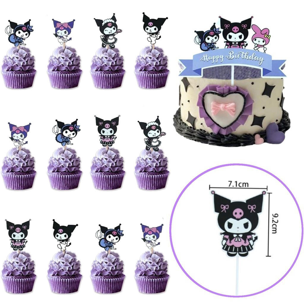 10 ชิ้น Sanrio Kuromi เค้ก Topper ตกแต่งอะนิเมะ Kawaii ขนมสําหรับทารกเด็กทารกวันเกิดตกแต่งเค้ก