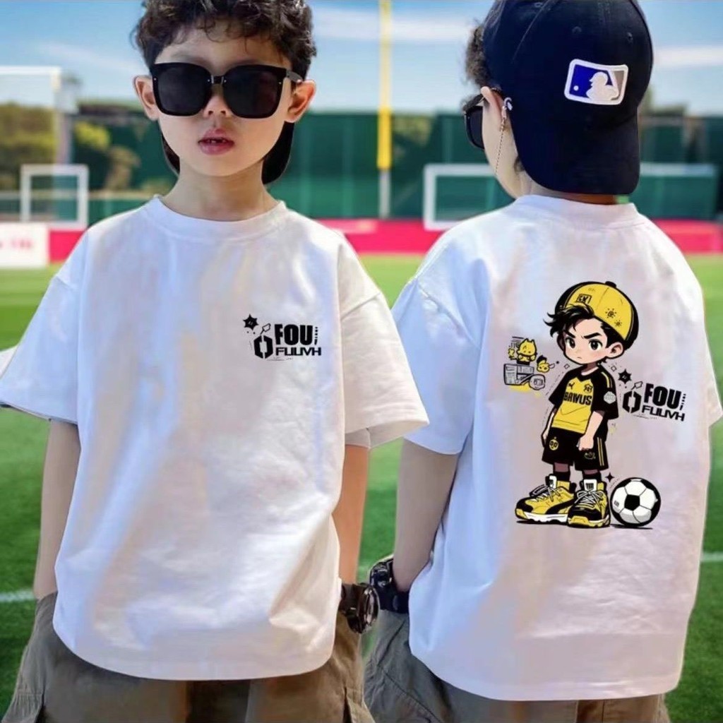 100 ~ 160 เสื้อยืดเด็กฤดูร้อนแขนสั้นหล่อกลางเด็กใหญ่ชายเสื้อเสื้อยืดเสื้อผ้าเด็ก