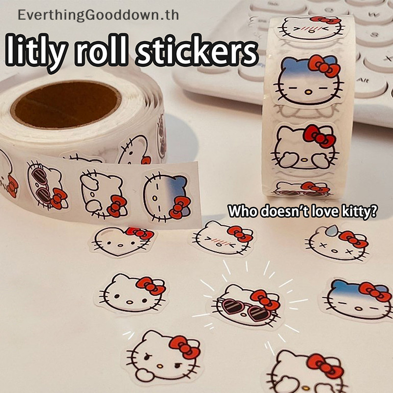Ever Kawaii Kuromi Hello Kitty การ์ตูนเด็กรางวัลสติกเกอร์ของขวัญตกแต่ง Decals ของเล่น 500 ชิ้น/ม้วน Sanrio สติกเกอร์ TH