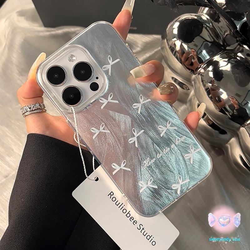 [จัดส่งในพื้นที่] เคสโทรศัพท์เส้นด้ายโบว์เข้ากันได้กับ iPhone12 13 14 15 11Pro MAX X XS 6 7 8 Plus SE 2020 phone cover