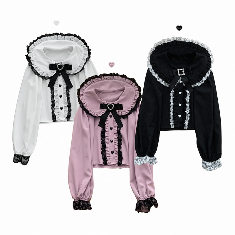 Doll Collar Lace Staff Monthly Homemade/Shirt Mass Production Love Love]Lace[Long Sleeve Swallow QXPA