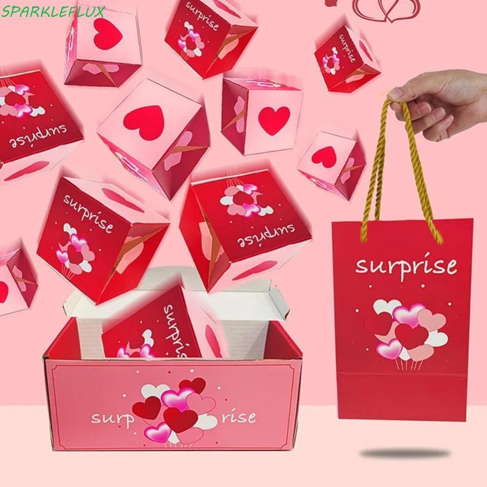 Sparkleflux Cash Explosion Gift Box, Pop Up Surprise Paper Surprise Bounce Box, Red Envelope Fun Luxury Money Box Christmas