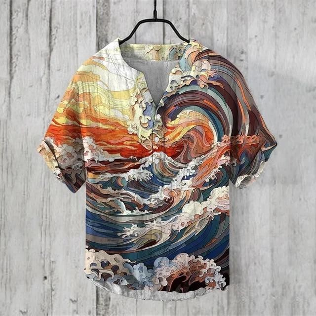 Mens ฤดูร้อนรูปแบบญี่ปุ่น T เสื้อ 3D พิมพ์ Street Vintage T เสื้อ v-คอแขนสั้นเสื้อบุรุษเสื้อผ้า – โปรปัง