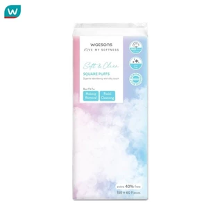 Watsons วัตสัน สำลีแผ่นสี่เหลี่ยม 210 แผ่น.