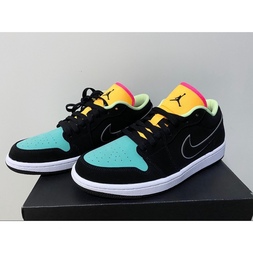 Air A/J 1 Low Black Yellow Blue Stitching Little Tiffany Basketball Shoes CK3022-013
