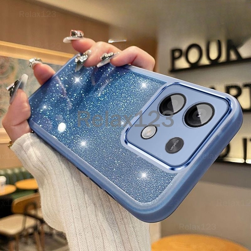 สําหรับ Vivo Y28 4G VivoY28 4G VivoY 28 4G 2024 ปลอก Soft TPU Glitter Bling น่ารักเคสโทรศัพท์แฟชั่นพร้อมเลนส์กล้องป้องกันปกหลัง