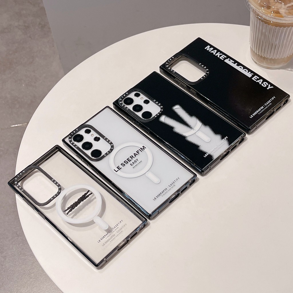 Girl group EASY CaseTif คุณภาพสูงแม่เหล็กโปร่งใสอะคริลิคเคสโทรศัพท์เหมาะสําหรับ Samsung Galaxy S24 Ultra S22 Ultra S23 Ultra S24 S24 + ins TPU แนวโน้มแฟชั่นกรณี