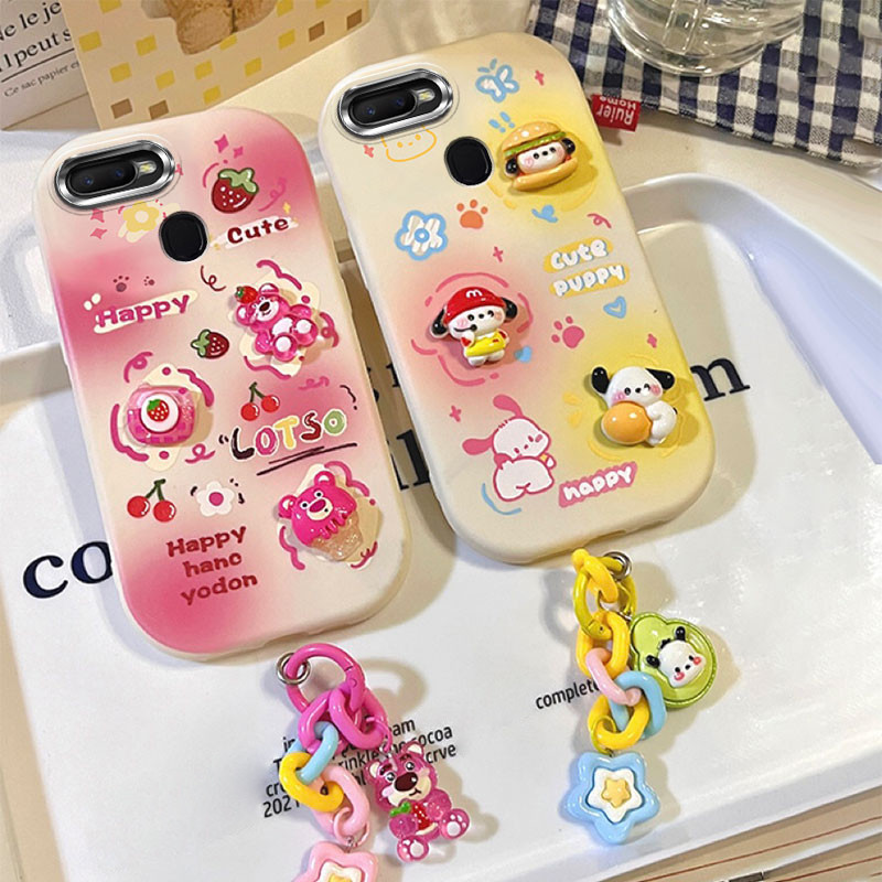 เคสโทรศัพท์ตุ๊กตาขอบชุบด้วยไฟฟ้าที่ทันสมัยและน่ารัก เหมาะสําหรับ oppo a5s/ a12/ a7/ f9/ f9 pro