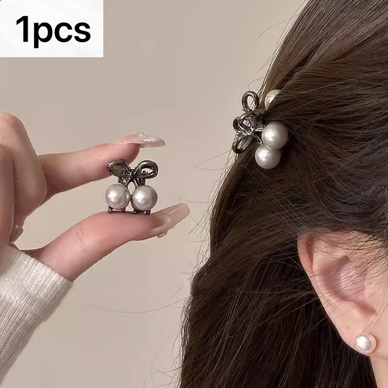 สีเทา Cherry Pearl Small Scratch Clip ผู้หญิง 2024 ใหม่พรีเมี่ยม Sense ผม Clip หน้าผาก Bang Clip ด้านข้างคลิปอุปกรณ์เสริมผม