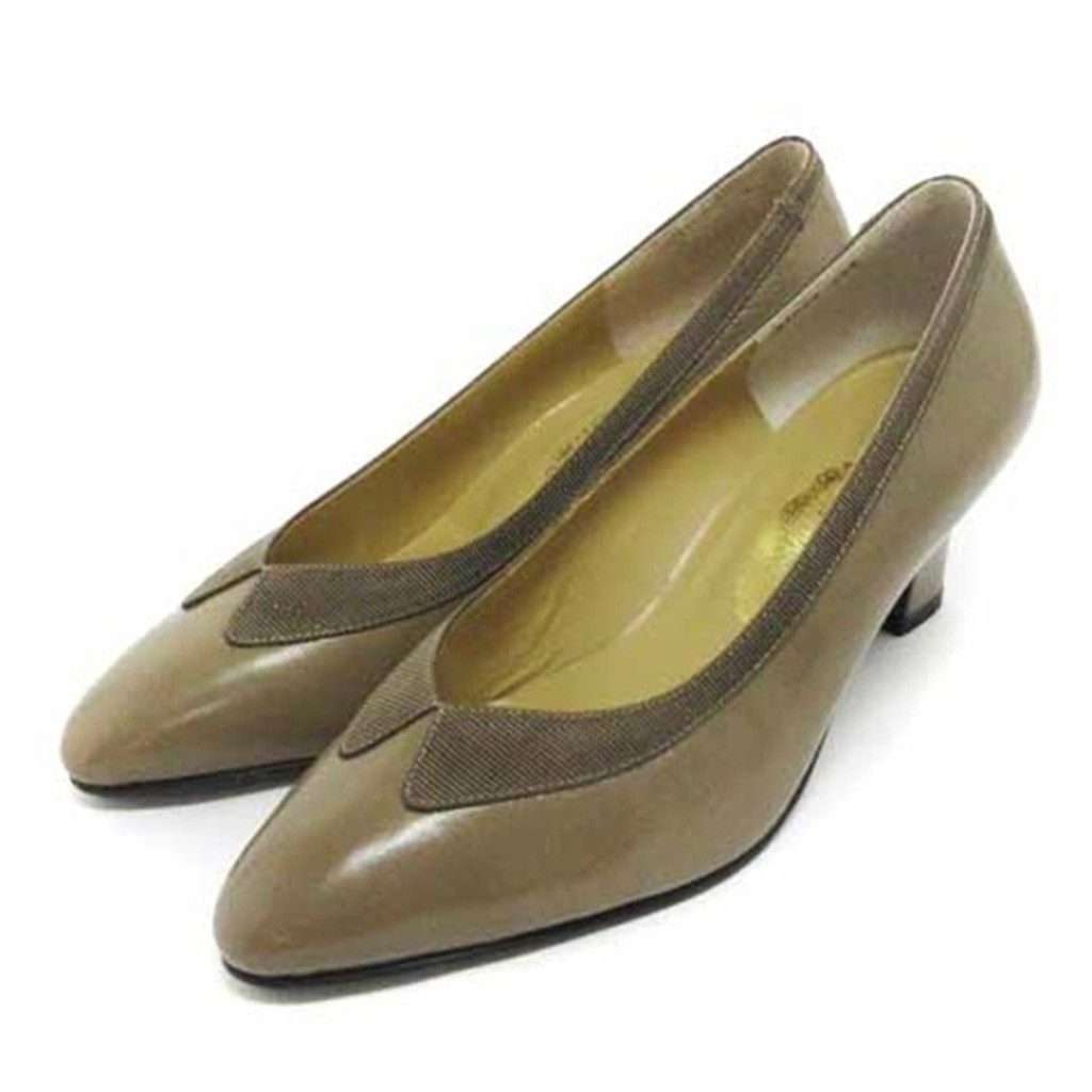 Ginza Yoshinoya Good Condition Pointed Toe Pumps Leather Brown 22.5 Direct from Japan Secondhand