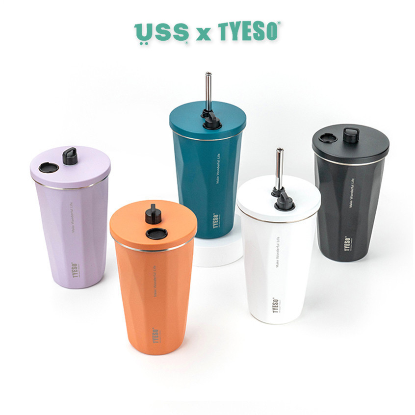 USS x Tyeso Tumbler Aesthetic Coffee Cup 600 ml ทนความเย็น 24 ชั่วโมง Original Official Anti-Spill
