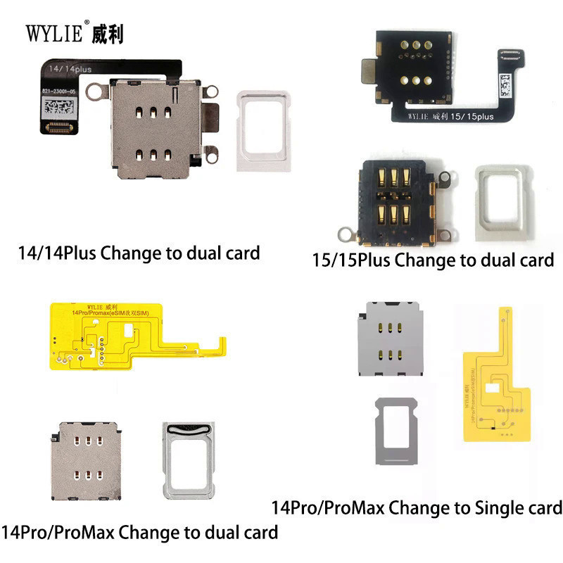 Wylie esim แปลงเป็นซิม การ์ดคู่ Flex Ca‮ปอนด์ ปอนด์‬E สําหรับ iPhone 15/15Plus/14 Pro Max/14Plus esim เป็นถาดใส่ซิมการ์ดเดียว