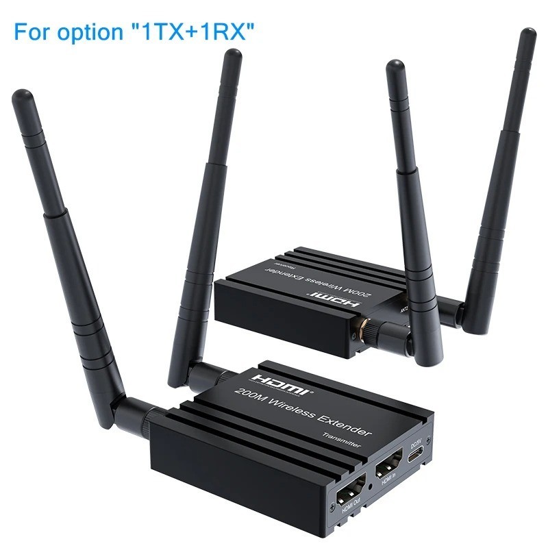 200m Wireless HDMI Extender หน้าจอ Share1080P WiFi Video Extender รองรับ 1 ถึง 4 จอแสดงผลไร้สายสําหรับ NVR กล้องแล็ปท็อปพีซี HDTV