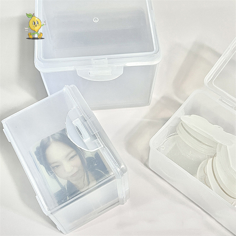 [mozh] Photocards Storage Box Transparent Stickers Korea Idol Card Holder Desk Storage Organizer Classification Box Stationery [TH]