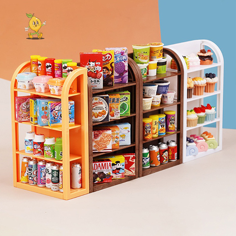 [mozh] 1:12 Dollhouse Miniature ซูเปอร์มาร์เก็ตชั้นวางขาตั้งจอแสดงผลชั้นเก็บตกแต่งฉากของเล่นตุ๊กตาเครื่องใช้ในบ้าน [TH]