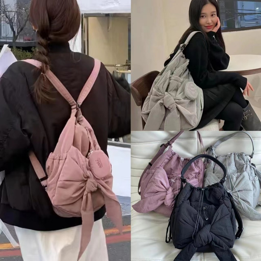 [SR-STUDIO ] Athe Korean Niche Designer Style Bowknot Large Capacity Casual Backpack Shoulder Bag Crossbody