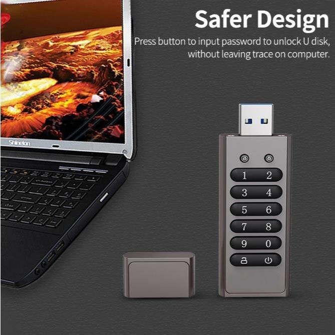 128gb 256-bit เข้ารหัส USB ไดรฟ์รหัสผ่านแฟลชไดรฟ์ที่ปลอดภัย USB3.0 U Disk รองรับรีเซ็ต/เช็ด/ฟังก์ชั่นล็อคอัตโนมัติ