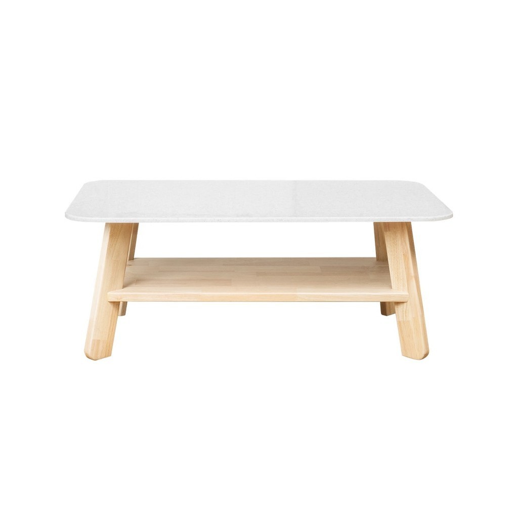 Koncept Furniture โต๊ะกลาง PLAY รุ่น MARBELLA หินสังเคราะห์ขาวขาไม้ยางสีอ่อน (100x60x39.5 ซม.) แบรนด์ KONCEPT FURNITURE