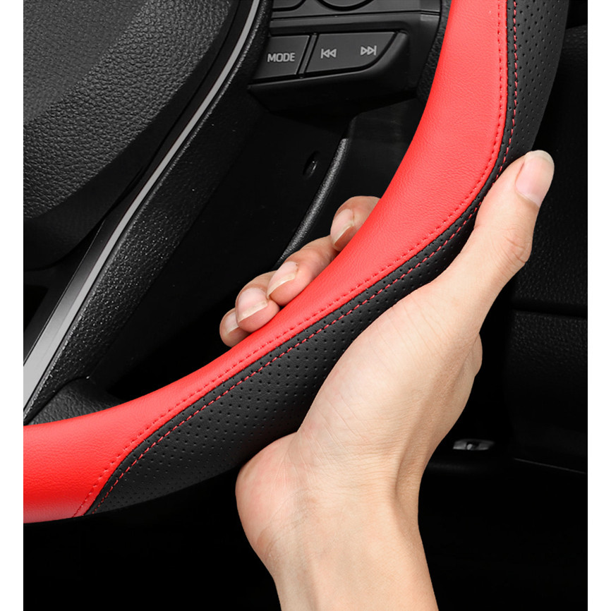 พวงมาลัยรถสําหรับ Toyota Wish Hilux Yaris Rush GR Corolla Cross Avanza Innova Veloz Fortuner Alphard Altis Camry Harrier หนังพวงมาลัยอุปกรณ์ตกแต่งภายใน - รูปที่ 6