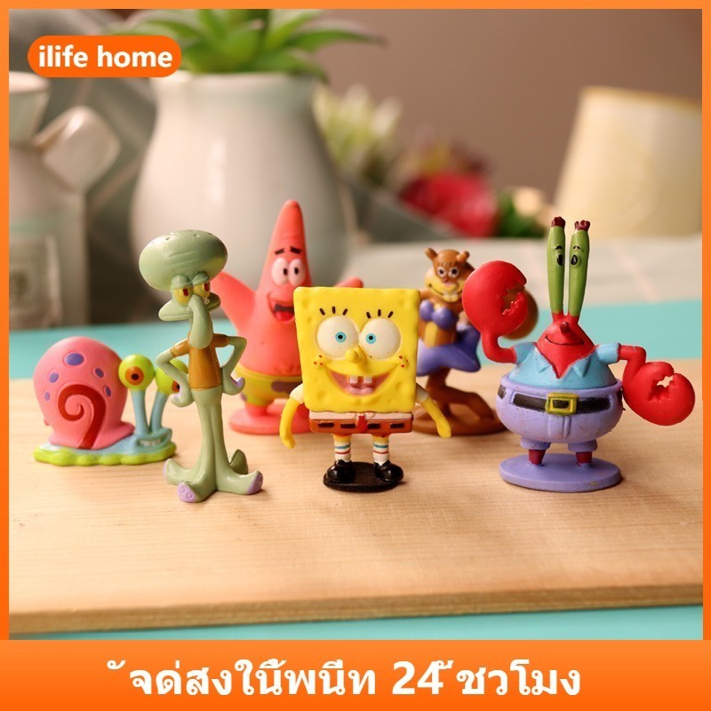 6/pcs SpongeBob กางเกงสแควร์ Squidward Tentacles คอสเพลย์อะนิเมะรูป COD สต็อกรูปตุ๊กตาของเล่นสําหรับของขวัญเด็กคอลเลกชันเครื่องประดับรถบ้านเค้กตกแต่ง